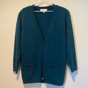 Evan Picone Angora Wool‎ Cardigan Sweater Green Preppy Sz Small